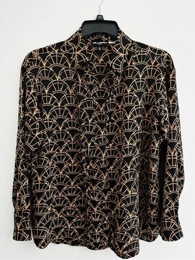 Karl Lagerfeld Black and Beige Art Deco Pattern Shirt